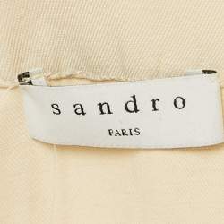 Pre Owned Sandro Cream Linen Blend Pleated Mini Dress XS