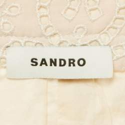 Pre Owned Sandro Beige Broderie Anglaise Tiered Mini Dress S