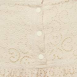 Pre Owned Sandro Beige Broderie Anglaise Tiered Mini Dress S