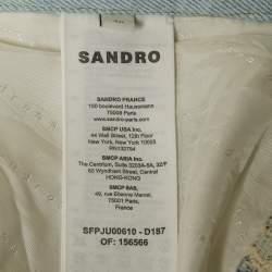 Pre Owned Sandro Blue Tweed and Denim Mini Skirt S