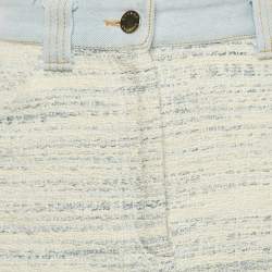 Pre Owned Sandro Blue Tweed and Denim Mini Skirt S