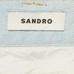 Pre Owned Sandro Blue Tweed and Denim Mini Skirt S