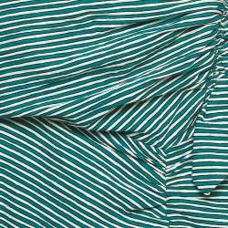 Pre Owned Sandro Teal Blue Striped Crepe Ruffled Mini Dress S