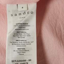 Pre Owned Sandro Pink Linen Ruffled Top and Skirt Set L