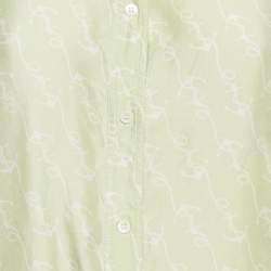 Pre Owned Sandro Green Anchor Print Silk Long Sleeve Shirt M