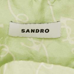 Pre Owned Sandro Green Anchor Print Silk Long Sleeve Shirt M