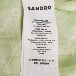 Pre Owned Sandro Green Anchor Print Silk Long Sleeve Shirt M