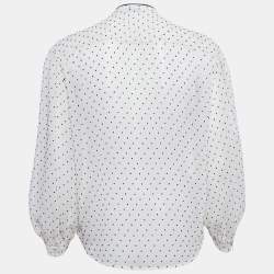 Pre Owned Sandro Cream Swiss Dots Chiffon Pleated Blouse S