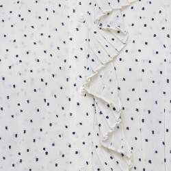 Pre Owned Sandro Cream Swiss Dots Chiffon Pleated Blouse S
