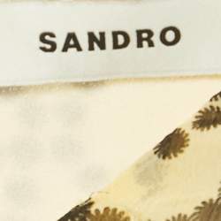 Pre Owned Sandro Yellow Paisley Print Chiffon Asymmetrical Mini Dress L 