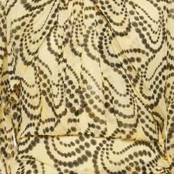 Pre Owned Sandro Yellow Paisley Print Chiffon Asymmetrical Mini Dress L 