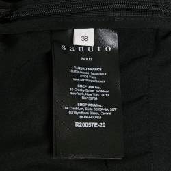 Pre Owned Sandro Black Keep On Dancing Print Crepe Malka Midi Dress M