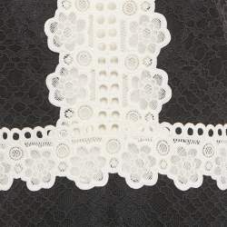 Pre Owned Sandro Black & White Paneled Guipure Lace Mini Dress M