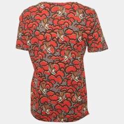 Pre Owned Sandro Red Printed Jersey T-Shirt L