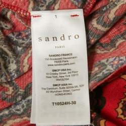 Pre Owned Sandro Red Printed Jersey T-Shirt L
