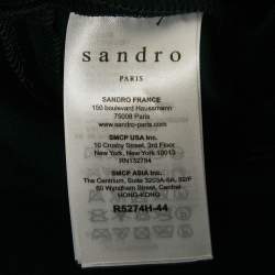 Pre Owned Sandro Navy Blue Jersey Lace and Velvet Detail Mini Dress S