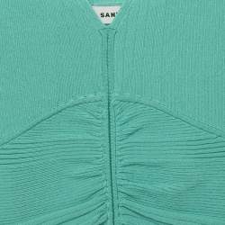 Pre Owned Sandro Turquoise Green Rib Knit Ruched Alcudia Top XL