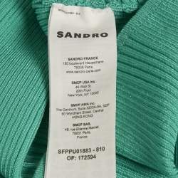 Pre Owned Sandro Turquoise Green Rib Knit Ruched Alcudia Top XL