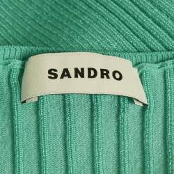 Pre Owned Sandro Turquoise Green Rib Knit Ruched Alcudia Top XL