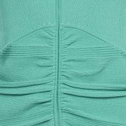 Pre Owned Sandro Turquoise Green Rib Knit Ruched Alcudia Top XL