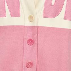 Pre Owned Sandro Pink & Cream Knit Button Front Cardigan S