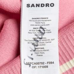 Pre Owned Sandro Pink & Cream Knit Button Front Cardigan S
