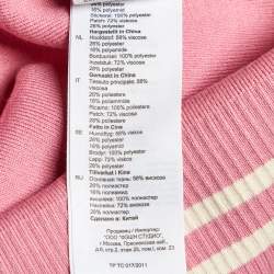 Pre Owned Sandro Pink & Cream Knit Button Front Cardigan S