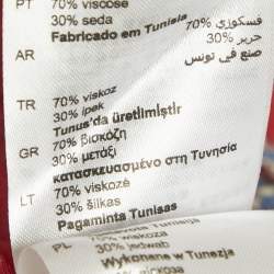 Pre Owned Sandro Red Paisley Print Satin Draped Neck Mini Dress S