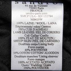 Pre Owned Sandro Black Wool Contrast Collar Button Front Blazer M