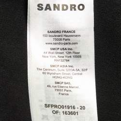 Pre Owned Sandro Black Tweed Contrast Collar Button Front Mini Dress S