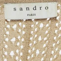 Pre Owned Sandro Beige Pointelle Lurex Flared Midi Dress XS