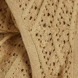 Pre Owned Sandro Beige Pointelle Lurex Flared Midi Dress XS