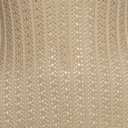 Pre Owned Sandro Beige Pointelle Lurex Flared Midi Dress XS