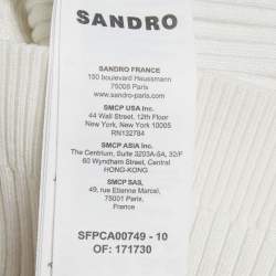 Pre Owned Sandro White Rib Knit Button Front Fitted Top XS