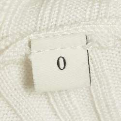 Pre Owned Sandro White Rib Knit Button Front Fitted Top XS