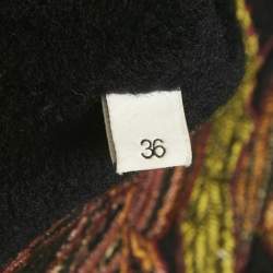 Pre Owned Sandro Navy Blue Floral Embroidery Wool Long Coat S