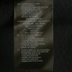 Pre Owned Sandro Navy Blue Floral Embroidery Wool Long Coat S