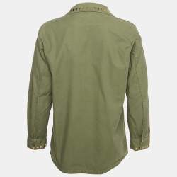 Pre Owned Sandro Green Cotton Studded Jacket S