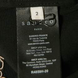Pre Owned Sandro Black Lace V-Neck Mini Dress M