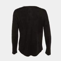 Pre Owned Sandro Black Linen Knit long Seeve T-Shirt M