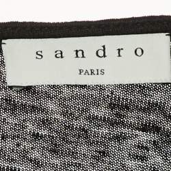 Pre Owned Sandro Black Linen Knit long Seeve T-Shirt M