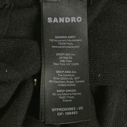Pre Owned Sandro Black Stud Detail Patterned Wool Blend Knit Venus Long Dress S