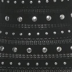 Pre Owned Sandro Black Stud Detail Patterned Wool Blend Knit Venus Long Dress S
