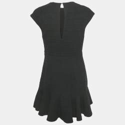 Pre Owned Sandro Black Tweed Flounced Hem Mini Dress M