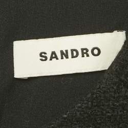 Pre Owned Sandro Black Tweed Flounced Hem Mini Dress M