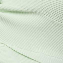 Pre Owned Sandro Light Green Rib Knit Cut-Out Crop Top S