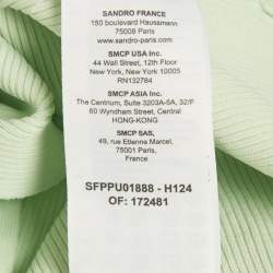 Pre Owned Sandro Light Green Rib Knit Cut-Out Crop Top S