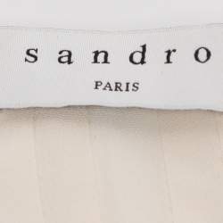 Pre Owned Sandro Light Beige Crepe Ruffle Trip Long Sleeve Shirt S