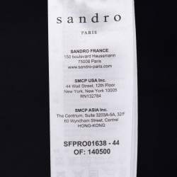 Pre Owned Sandro Navy Blue Crepe Pleated Polo Dress M