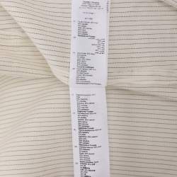 Pre Owned Sandro Cream Stripe Linen Blend Lace Trip Blouse S